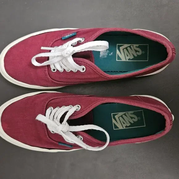 VANS Women's Burgundy Canvas Lace Up Low Top Skate Shoes Size 7.5 - Picture 8 of 9